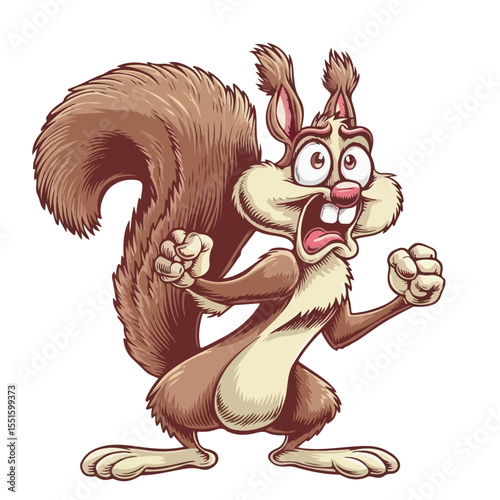 
Hand drawn cartoon squirrels vector illustration
