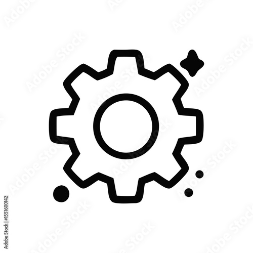 A cogwheel with sparkles, signifying settings, adjustments, or optimization.