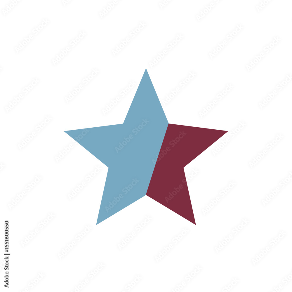 Obraz premium Two-Toned Star: Light Blue and Maroon Geometric Shape with Sharp Points.