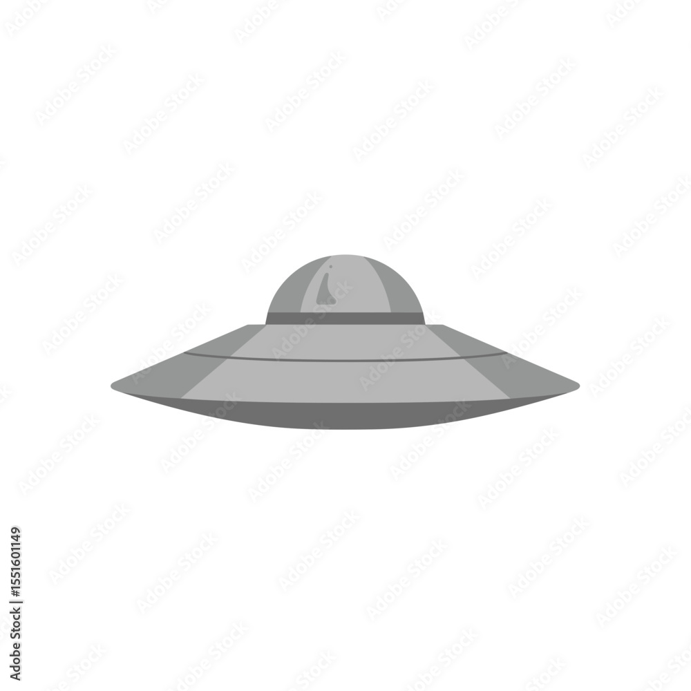 Fototapeta premium Simple Gray Flying Saucer Illustration.