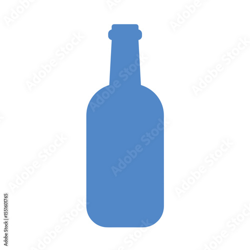 Cornflower Blue Bottle Silhouette with Rounded Base and Short Neck.