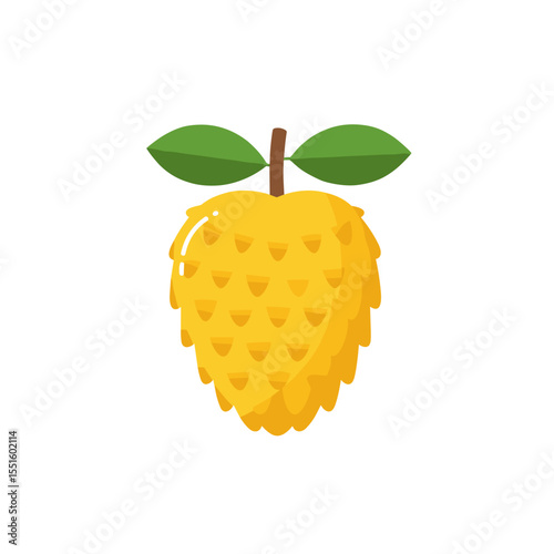 Vibrant Yellow Cherimoya Fruit with Detailed Texture.