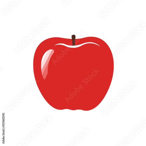 Vibrant Red Apple with Glossy Highlights and Dark Stem.