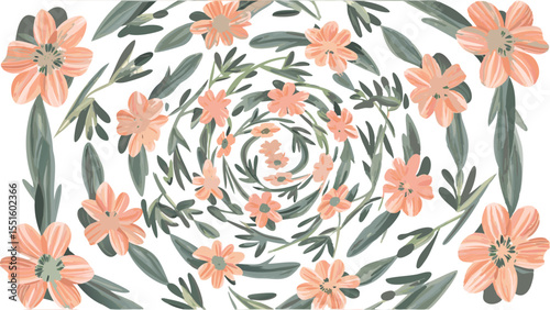 Flowers Arranged In Spiral Formation Fade - AI Futuristic Vector