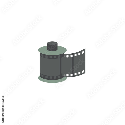 Isometric Illustration of a Film Reel with Unwound Footage.