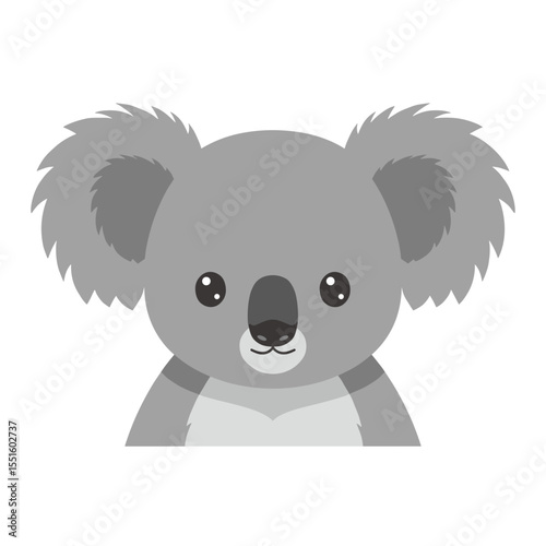 Cute Gray Koala Portrait with Fluffy Ears.
