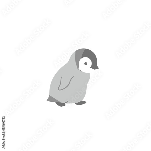 Adorable Grey Penguin Chick Walking Sideways.