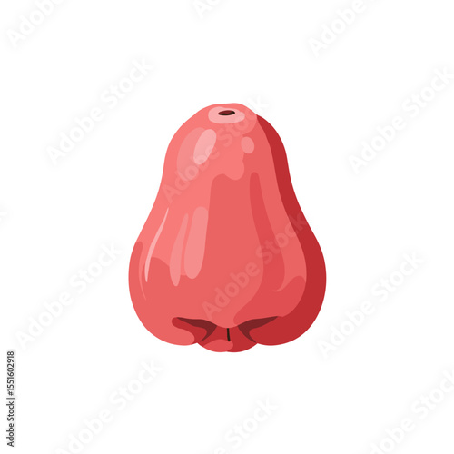 Vibrant Rose Apple Illustration with Smooth Glossy Red Skin.