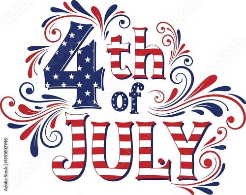 Fourth of july patriotic design with stars and stripes decoration