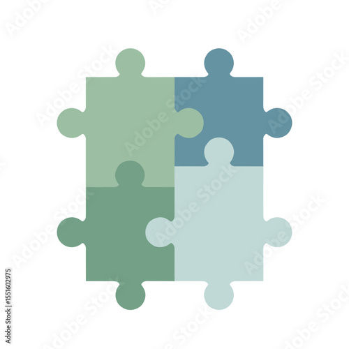 Four-Piece Puzzle in Pastel Shades for Teamwork Concept.