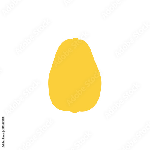 Simple Yellow Papaya Silhouette with Smooth Edges and Minimalist Design.