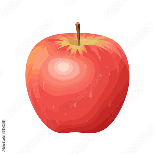 Vibrant Red Apple with Detailed Texture and Stem.