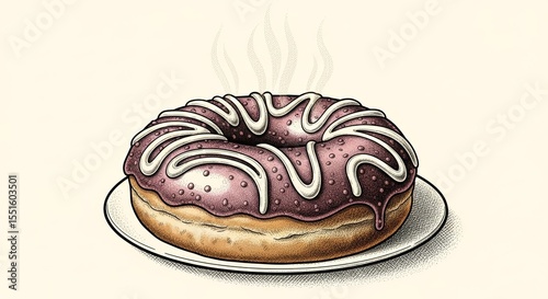Delicious Glazed Donut Illustration Sweet Treat, Bakery Delight