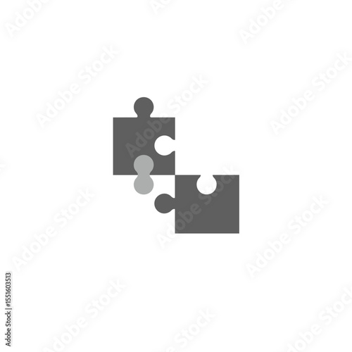 Two Interlocking Gray Puzzle Pieces and a Connector.