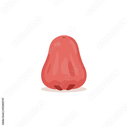 Single Rose Apple Fruit Illustration Vibrant Red Hue Simple Style.