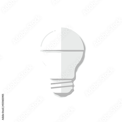 Simple Gray Lightbulb Illustration with Subtle Shading.