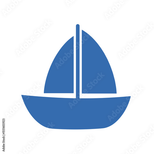 Simple Blue Sailboat Silhouette Depicting Maritime Travel and Adventure.