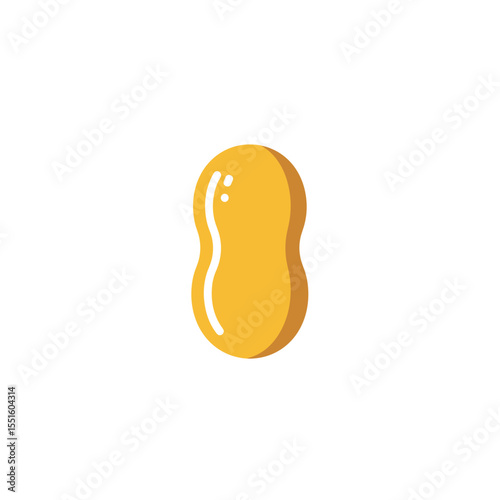 Stylized Peanut Illustration with Glossy Highlight and Warm Yellow Hue.