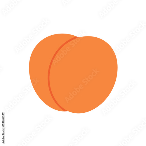 Stylized Peach Illustration with Symmetrical Lobes and Warm Orange Tones.