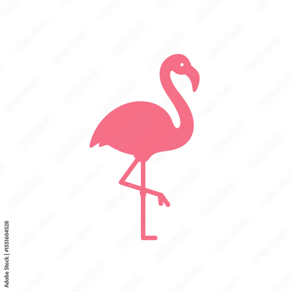 Obraz premium Simple Pink Flamingo Silhouette Against White Background.