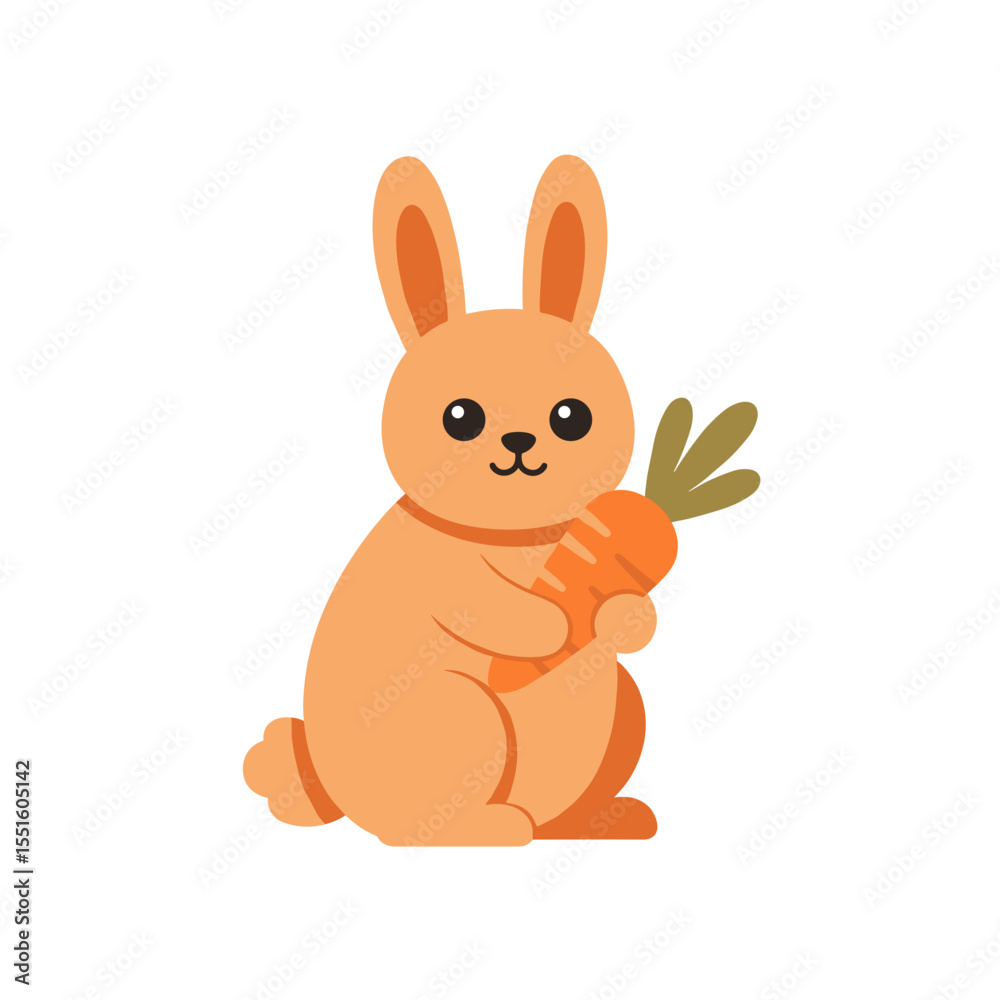 Obraz premium Adorable Orange Bunny Holding a Large Carrot.