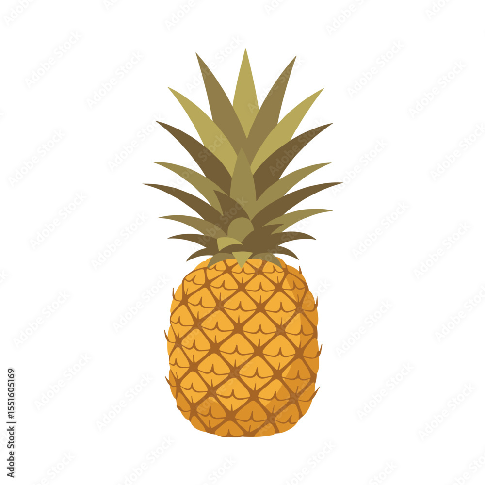 Obraz premium Vibrant Yellow Pineapple with Olive Green Crown.