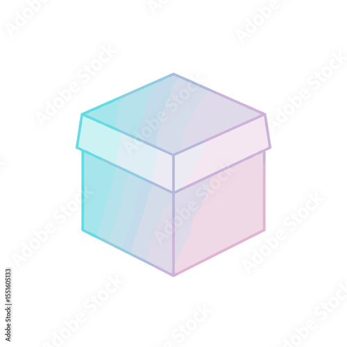 Gradient Pastel Cube: A Softly Lit Isometric Box with Lid.