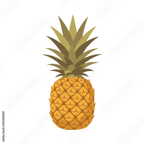 Vibrant Yellow Pineapple with Olive Green Crown.