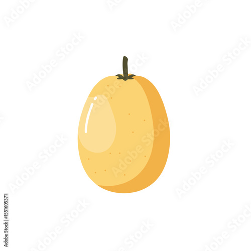 Single Pale Yellow Oval Fruit with Stem.