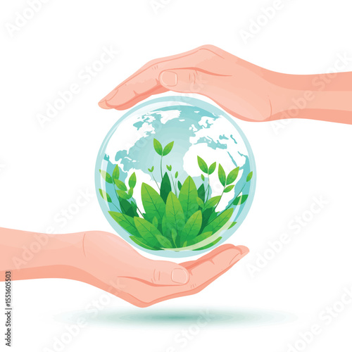 Guardians of the Planet: A symbolic visual showing the delicate interplay between hands and Earth with a focus on conservation and sustainability 