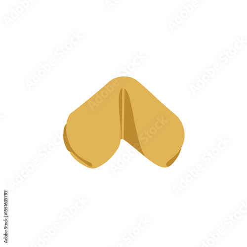Golden fortune cookie with a distinctive folded shape and smooth texture.