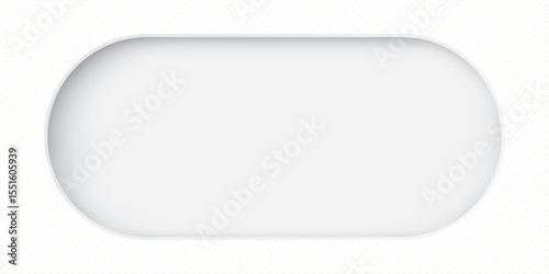 White bond paper rough textured with 3D capsule shape frame paper cut style graphic illustration have blank space.