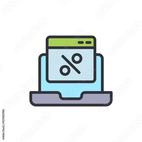 Online Discount Promotion Concept Featuring Laptop And Percentage Sign