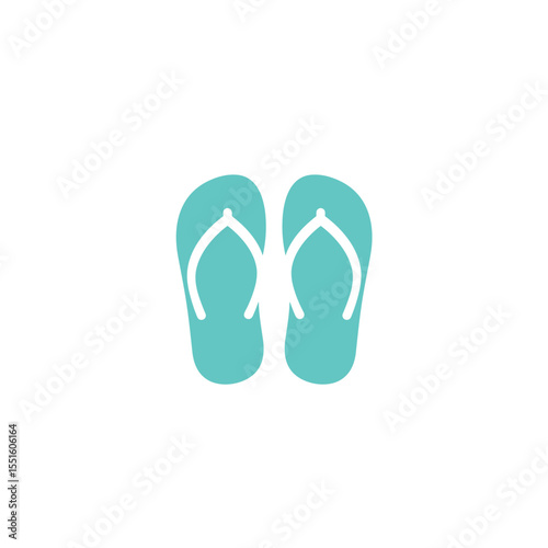 Pair of Teal Flip-Flops with White Straps.