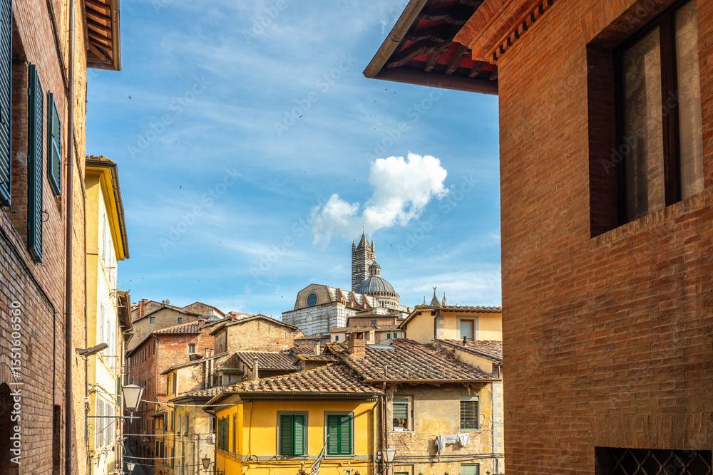 Obraz premium View from the window at the beautiful street, Siena, Toscany, Italy