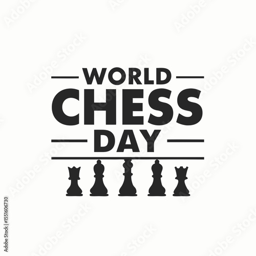 World chess day celebration with iconic chess pieces silhouette design