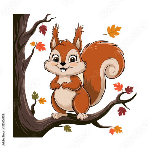
Hand-drawn cartoon squirrels vector illustration