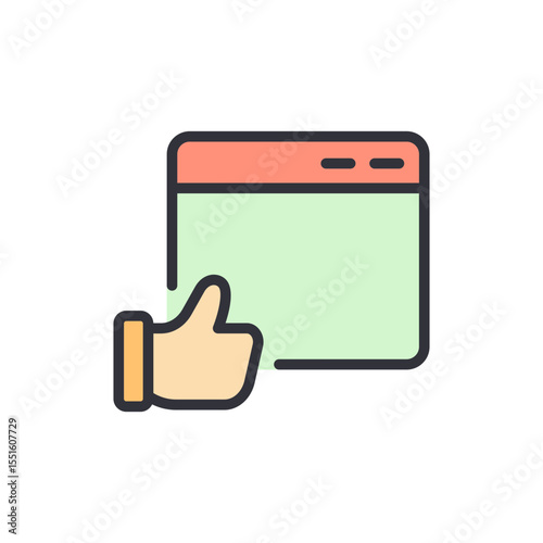 Thumb Up Gesture Symbolizing Approval On A Website Interface