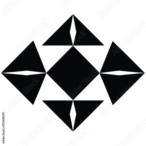 Abstract geometric black and white design composed of triangles and square shapes