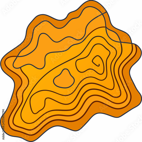 An abstract orange shape with smooth curves and layered contours, creating a vibrant and energetic visual effect.
