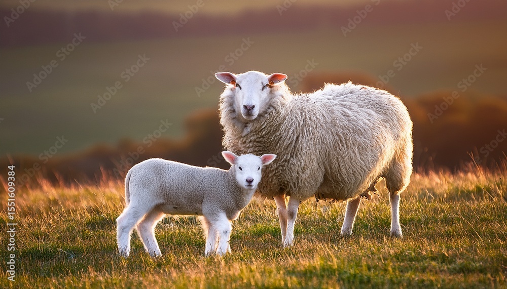 Obraz premium sheep and lamb in the field