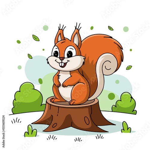 
Hand drawn cartoon squirrels vector illustration