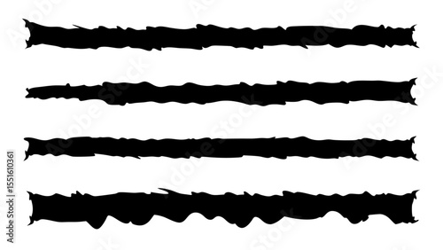 Grunge Ink Brush Strokes Torn Banner Silhouettes Collection