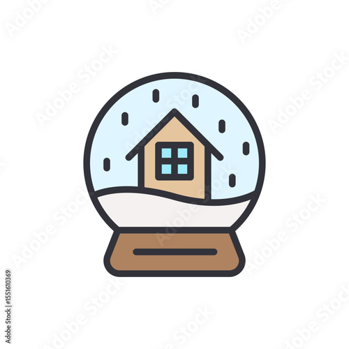 Delightful Winter Scene Encased Within A Charming Snow Globe