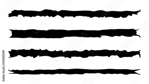 Grunge Ink Brush Strokes Torn Banner Silhouettes Collection