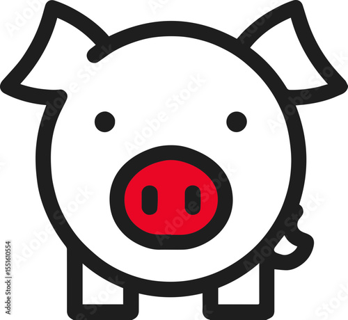 Cute red nose pig icon vector illustration