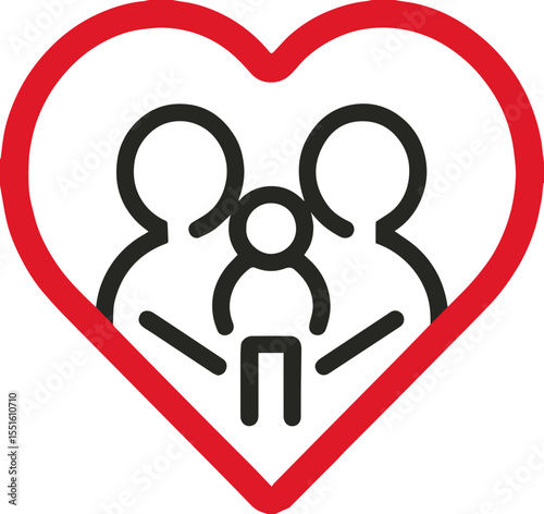 Family and heart combination icon vector illustration