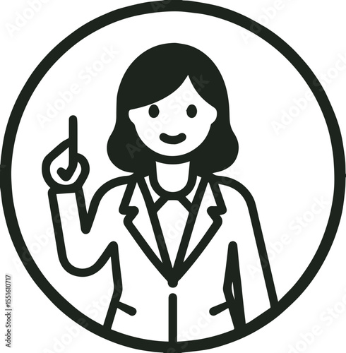 Woman icon vector holding finger and explaining