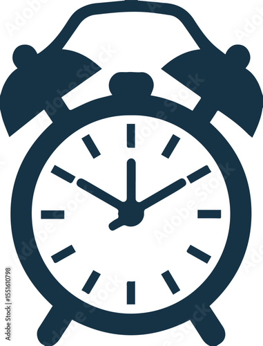 Blue classic alarm clock icon vector illustration