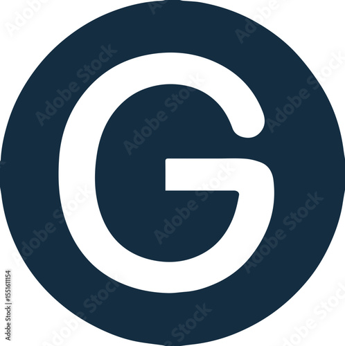 White G letter and blue circle icon vector illustration